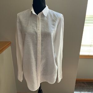 J. Crew perfect white button down long sleeve linen& cotton blend shirt. Sz. 12T